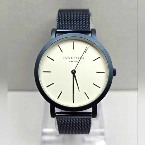 Rosefield RF36M15471 Blue Mesh Quartz Watch 38mm Womens New Battery Minimalist